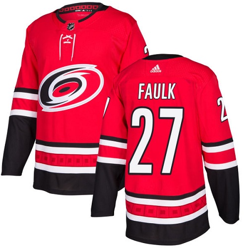 Adidas Carolina Hurricanes 27 Justin Faulk Red Home Authentic Stitched Youth NHL Jersey